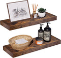 INHABIT UNION Rustic Brown Floating Shelves for Wall，24in Wall Mounted Display Ledge Shelves Perfect for Bedroom, Bathroom, L