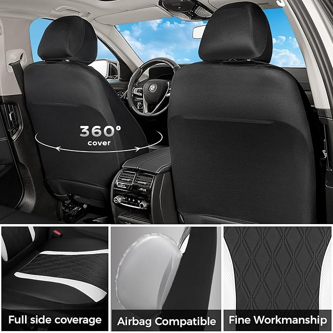 FLORICH Car Seat Covers Front Seat, Leather Seat Covers for Cars, Waterproof Car Seat Protector Breathable, Front Seat Covers