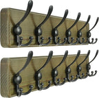 Dseap Coat Rack Wall Mounted - 24" Long 6 Tri Hooks, Heavy Duty Wooden Wall Coat Hanger Coat Hook for Clothes Hat Jacket Clot