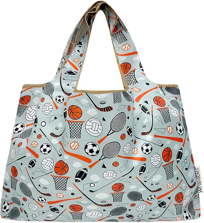 allydrew Large Foldable Tote Nylon Reusable Grocery Bags, 6 Pack