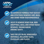 ULTRA 1PLUS Windshield Washer Fluid - Advanced Formula for Car Windshield Wiper Fluid Crystal-Clear Vision in Weather Conditi