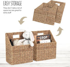 Wicker Hanging Storage Basket (10,5"Lx6,5"Wx13"H), Set of 2 Wall Baskets, Water Hyacinth Baskets, Wall Decor Hyacinth Basket 