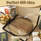 Acacia Wood 21" Lazy Susan Turntable Organizer for Table Top, Farmhouse Extra Large Round Lazy Susan for Serving Kitchen Coun