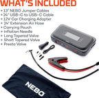 NEBO Assist Air 2500XP+ Jump Starter and Air Compressor | 4-in-1 2500 Amps Car Jump Starter, Air Compressor 150 PSI,