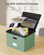Oterri 1 Pack Large File Organizer Boxes with Lids, File Box with Mesh Pockets, Document Organizer Box for Letter/Legal Size 