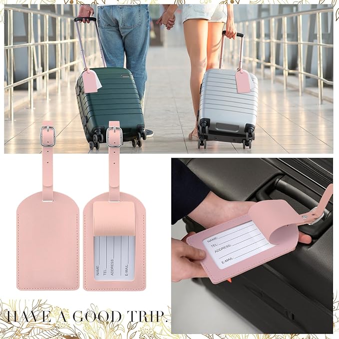 Amylove 48 Sets Leather Luggage Tags Bulk Wedding Favors Luggage Tags for Guests Bridal Gifts Wedding Bridal Shower Gift PU L