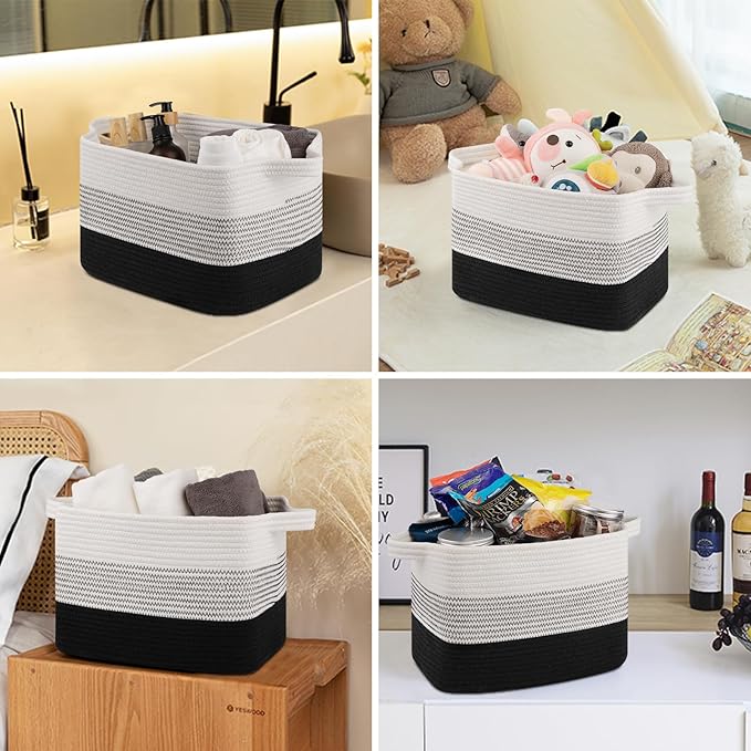 OIASKET Storage Baskets for Organizing, Woven Baskets for Shelves, Rectangle Decorative Organizer for Storage Clothes, Toy, B