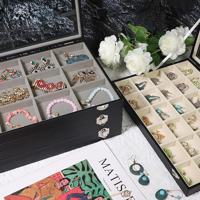 Stratalife Jewelry Organizer Earring Holder Jewelry Tray Earring Storage Organizer Display Rock Collection Box Jewelry Storag