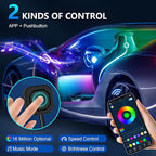Dreamcolor Acrylic Interior Car LED Strip Light with Wireless APP Control, RGB 14-in-1 Ambient Lighting Kit with Music Sync, Dynamic Color Chasing Neon Light Kits for Car Interior