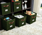 DECOMOMO Storage Cubes, 13x13x13 Storage Cube Bins with Labels, Fabric Organizer Bins (13" / 6pcs, Olive Green)