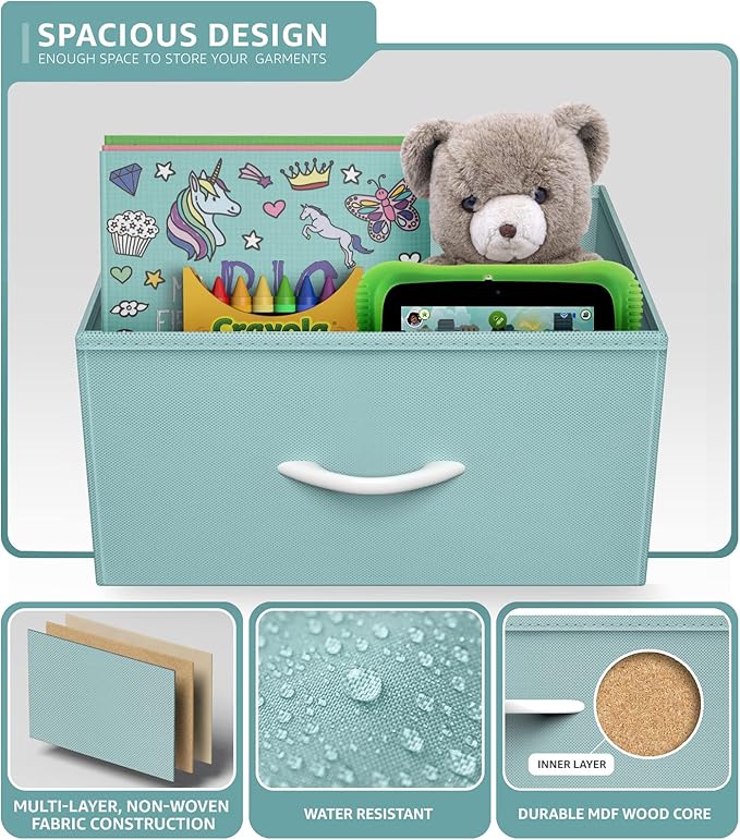 Sorbus Fabric Dresser for Kids Bedroom - Chest of 6 Drawers, Tall Storage Tower, Clothing Organizer, for Closet, for Playroom