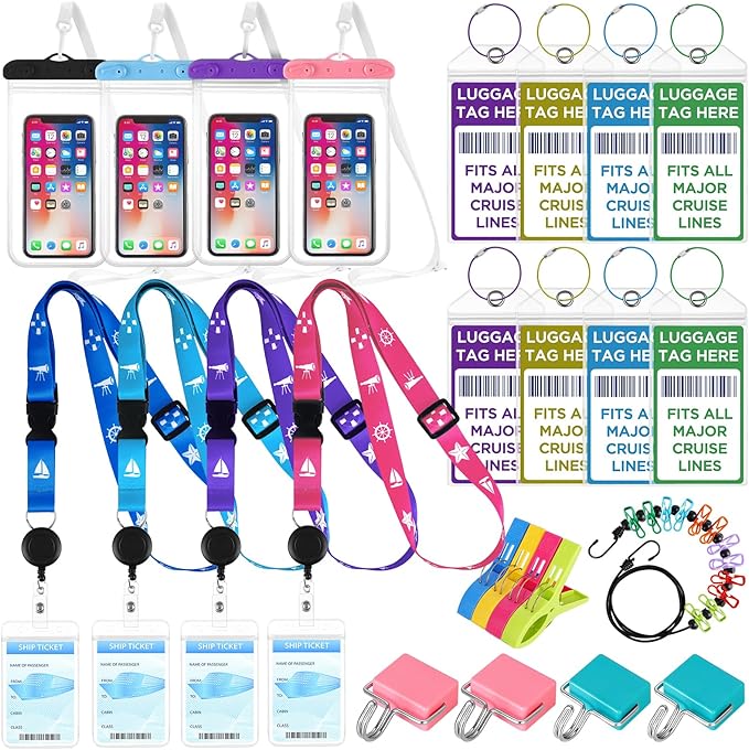 Cruise Ship Essentials, Cruise Must Haves Kits Including Non-Surge Power Strip, Lanyards for Cruise Ship Cards, Luggage Tags,