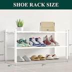 Smiry Shoe Rack, 2 Tier Bamboo Shoe Organizer, Stackable Free Standing Wooden Shoe Storage Shelf for Closet, Entryway, Front 