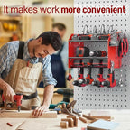 Power Tool Organizer Wall Mount with Charging Station, Heavy Duty 3 Layers Tool Storage Rack with 4 Cordless Drill Holder, Ba