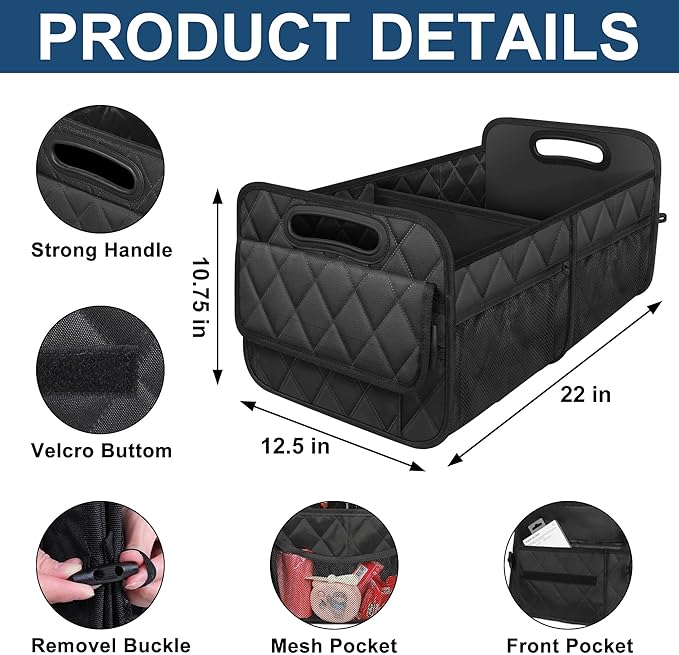 Deosk Car Trunk Organizer for SUV, Car Organizers and Storage with 6 Pocket, Car Accessories for Women/Men 50LWaterproof