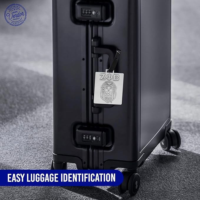 Zeta Phi Beta Sorority Paraphernalia - Official Vendor - Luggage Tags - Set of 2 - Greek Letters and Shield