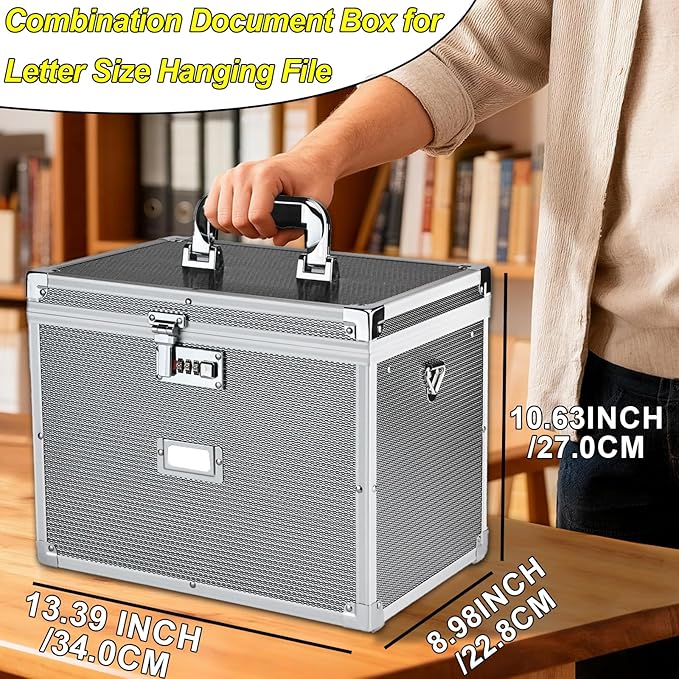 File Storage Cabinet File Organizer Document Organizer File Box in Office and Home with Combination Lock with 20 Letter Size 