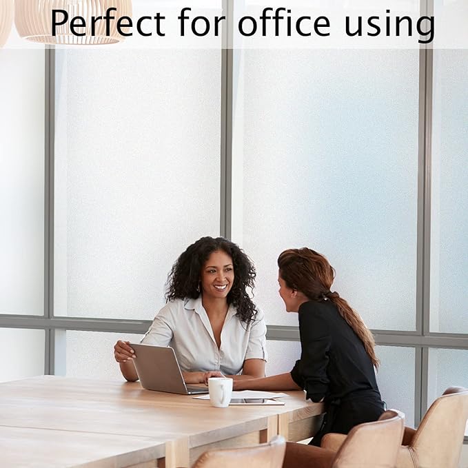 HIDBEA Frosted Window Privacy Film Heat Control UV Blocking, Static Cling Non-Adhesive Reusable Door coverings for Bathroom Home Office (Frosted 45.2 Inch x 19.6 Feet)
