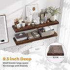 Live Edge Elm Floating Shelves For Wall - 36" W x 9.3" D Rustic Solid Wood Shelves with Invisible Bracket, Wall-Mounted Stora
