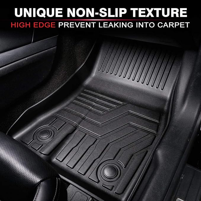 KUST 3D Floor Mats for Ford Mustang 2015-2025 2026 (NOT for Mach-E), All Weather TPE Rubber Car Mats for Mustang Accessories 2 Row Floor Rear Odorless Non-Slip High Edges