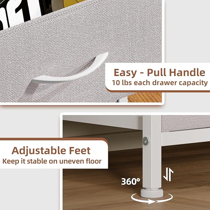 Somdot Dresser for Bedroom with 3 Drawers, Storage Organizer Chest of Drawers with Removable Fabric Bins for Closet Bedside L
