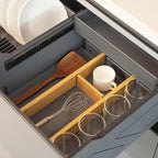 Basicwise Expandable & Adjustable Drawer Organizer with 4 Dividers & 4 Inserts Storage Solution for Home Office Dresser Desk 