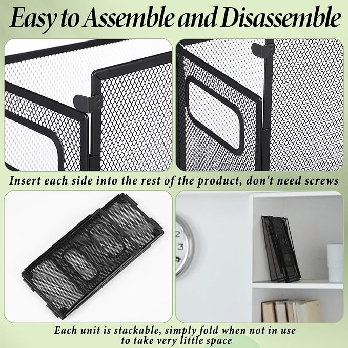 2 Pack Hanging File Holder, 10 Hanging Folders, Metal Mesh, Letter Size Folder Storage, Desktop Storage Cabinets, Office Scho