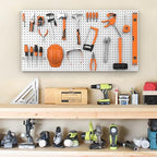 Pegboard Smith Metal Pegboard Panels 12" x 24", 4 Pack Grey Wall Mounted Tool Organizer Boards, Heavy Duty Tool Storage Peg B