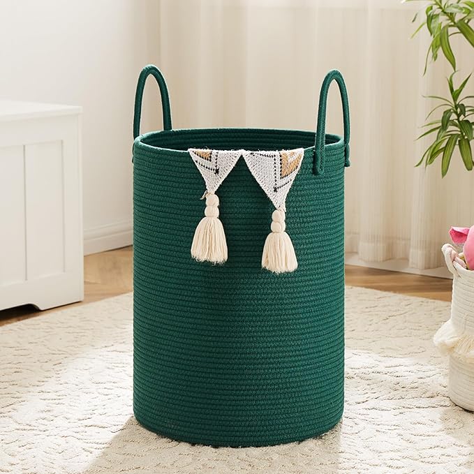 Artfeel Laundry Basket,Woven Cotton Rope Laundry Hamper,40L for Decorative Storage of Dirty Clothes,Toys and Blankets in Bath