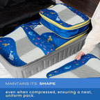 Kids Packing Cubes Compression, Luggage Packing Organization Cubes 4 Pack, Blue, 1 Small, 2 Medium, 1 Large, ocean blue