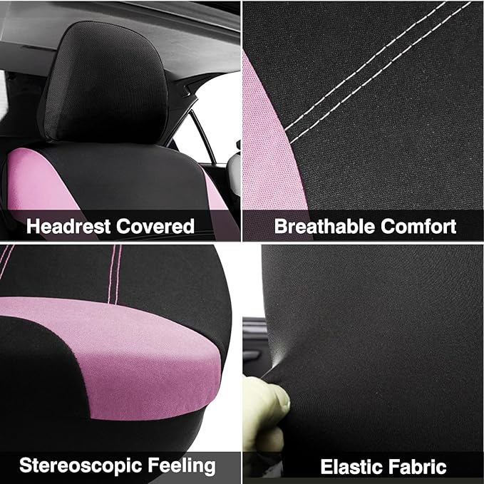 Foneso Car Seat Covers, 100% Breathable with Composite Sponge Inside, Airbag Compatible Universal Fit Accessories Auto for Ca