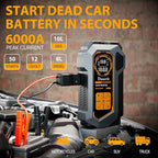 Jump Starter with Air Compressor, Car Jumper Starter Portable 6000A, 150PSI Tire Inflator/Air Pump, LED Flashlight for