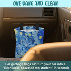 Car Garbage Bag Starry Night Hanging Canvas Car Trash Bag Waterproof Drawstring Car Back Seat Organizer for Car Back Front Seat Console with Adjustable Buckle