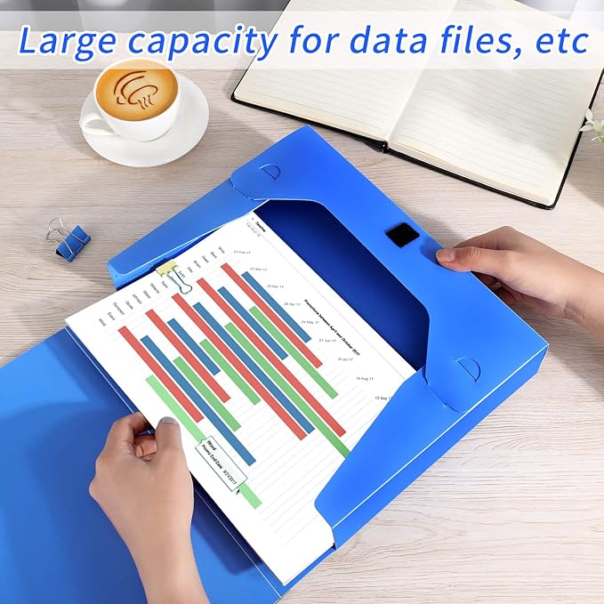 A4 Storage File Boxes Plastic Archives Cases with Lid, File Folder Organizer Document Filing Box for Office, Letter Size Pape