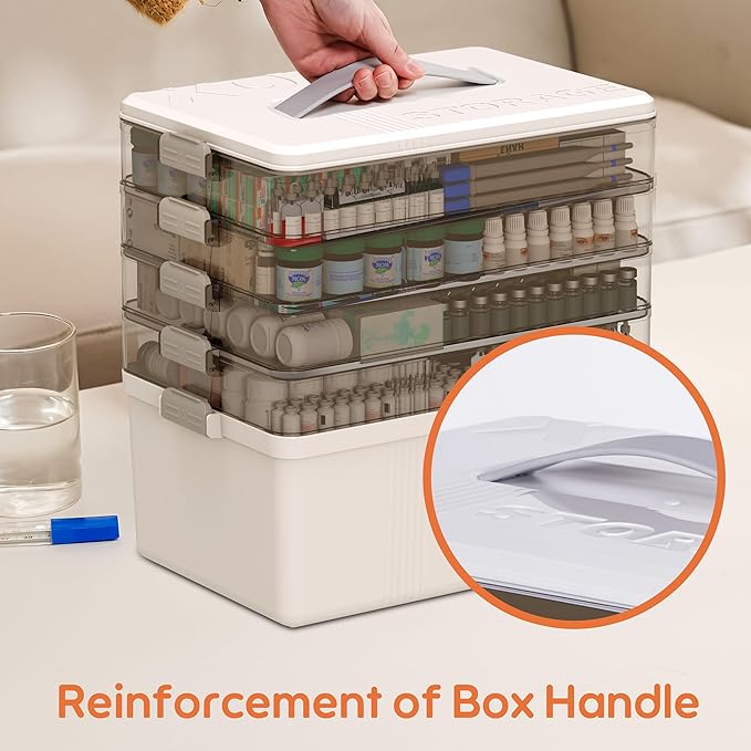 Citylife 5-Tier Medicine Organizer, Portable Medicine Cabinet First Aid Kit with Handle, Multi-Purpose Organizer for Family F