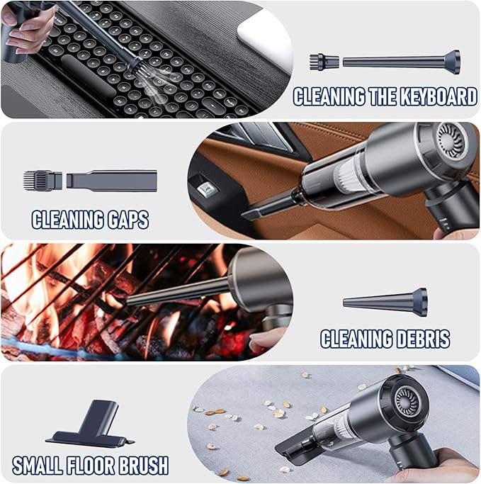 Car Vacuum Portable Cordless 20000PA High power Mini Vacuum Cleaner 4-in-1 Compressed Air Duster & Air Blower & Pump Hand Hel