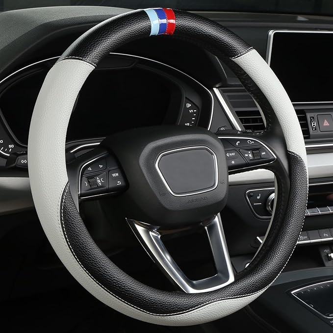 Customized Auto Car Steering Wheel Cover for X1 X2 X3 X4 X5 X6 X7 i3 i4 i5 i8 535i 740Li 335i M3 M4 M5 Z1 Z3 Z4 Z5 (Gray)