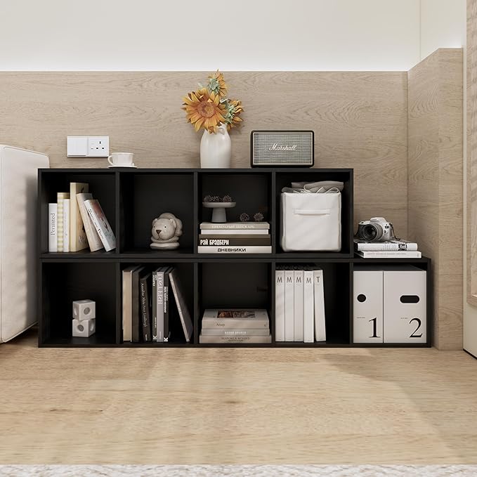 Book Shelf, 6-Tier Bookcase, Wooden Open Cube Storage Organize, 9.3 x 11.8 x 62.4 inches Bookshelf for Living Room, Bedroom, 