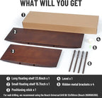 Floating Shelves for Concrete Wall: Solid Wood Shelf 15.75 and 23.6 inch with Heavy Duty Hidden Bracket for Display Books Pla