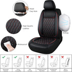 CAROMOP Faux Leather Car Seat Covers Full Set,Luxury and Comfortable Covers for Cars,Split Bench Compatible Car Interior Cove