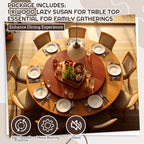 24" Walnut Wood Lazy Susan for Table Top, Large Turntable Rotating Serving Tray for Counter Top Solid Wooden Round Lazy Susan