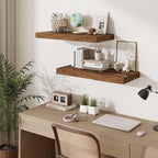 Fun Memories 12 Inch Deep Floating Shelves for Wall, 30 Inch Long Floating Shelf, 30 x 12 Shelf for Wall, Rustic Wood Bookshe