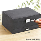 QBestry 3-Layer Jewelry Box for Women with Lock and Key & Drawer, Large Jewelry Organizer with 8 Necklace Hooks & 56 Earring 