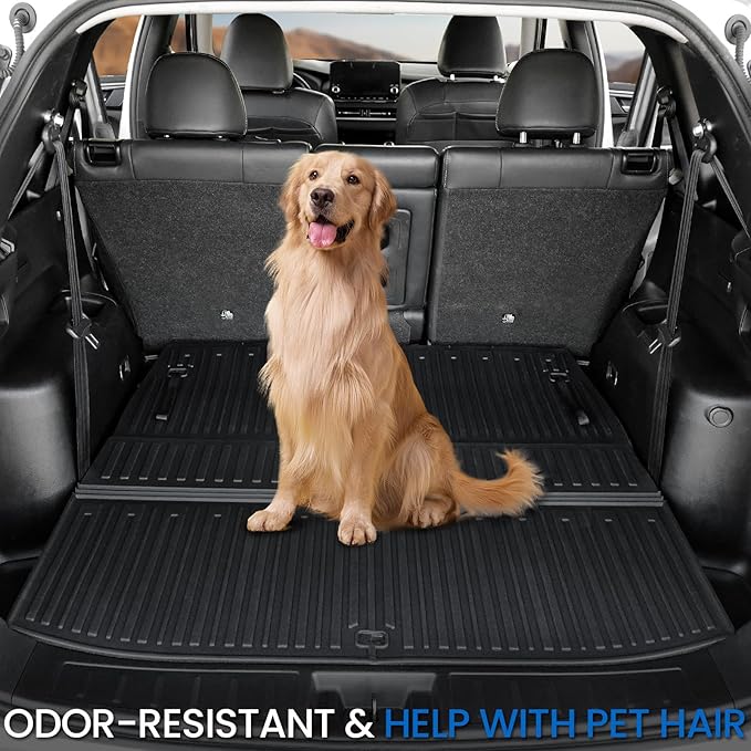 Cargo Liner Backrest Mats for 2022-2025 2026 Mitsubishi Outlander (Not Fit Sport or PHEV), All Weather TPE Cargo Trunk Mat Seat Back Protectors Accessories(Cargo Mat+3rd Row Backrest Mats)