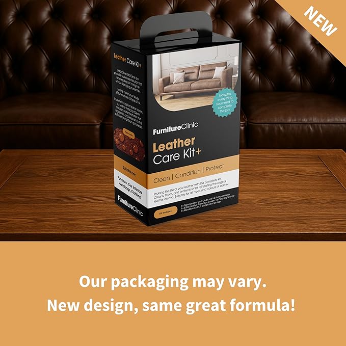 Furniture Clinic Large Leather Care Kit | Leather Cleaner + Conditioning Protection Cream for Furniture | Two 17oz Bottles + 