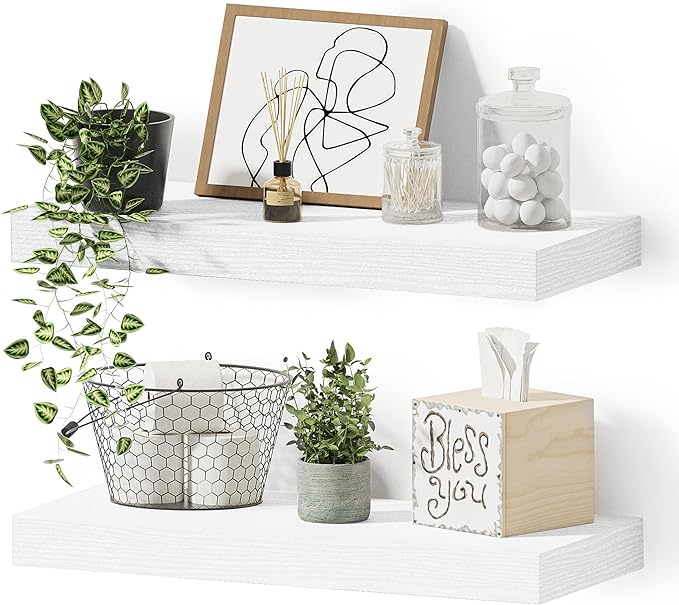 Vivelove 16 inch Floating Shelves for Wall, Bathroom Shelves Over Toilet, Wall Shelf for Bedroom, Living Room, Kitchen, Offic
