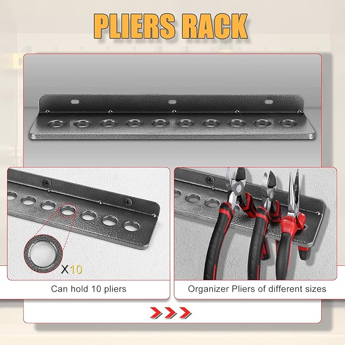 Screwdriver Organizer，Metal Screwdriver Organizers, Hammer Rack，Pliers Organizer, Wall Mounted Tool Organizers for Workshop，S