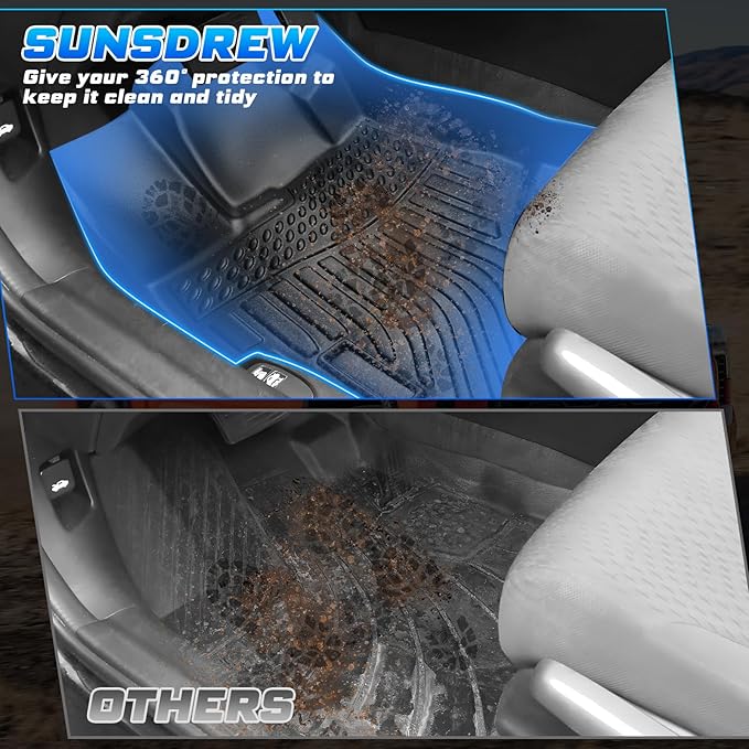 Sunsdrew Floor Mats for 2012-2015 Honda Civic Sedan, All Weather Car Mats Front Rear 2 Rows Floor Liners for Civic Accessories TPE Rubber Raised Edge (Not for Coupe)