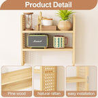 Natural 2-Tier Rattan Shelf - Wall Mounted Woven Boho Shelves, Handmade Rattan Display Shelf for Entryway, Nursery, Kitchen, 