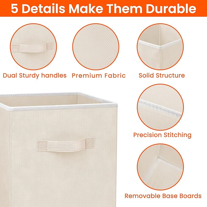 Criusia Storage Cubes - 11 Inch Heavy Duty Fabric Storage Bins for Shelves Closet Cube Organizer - 8 Pack Collapsible Cube St